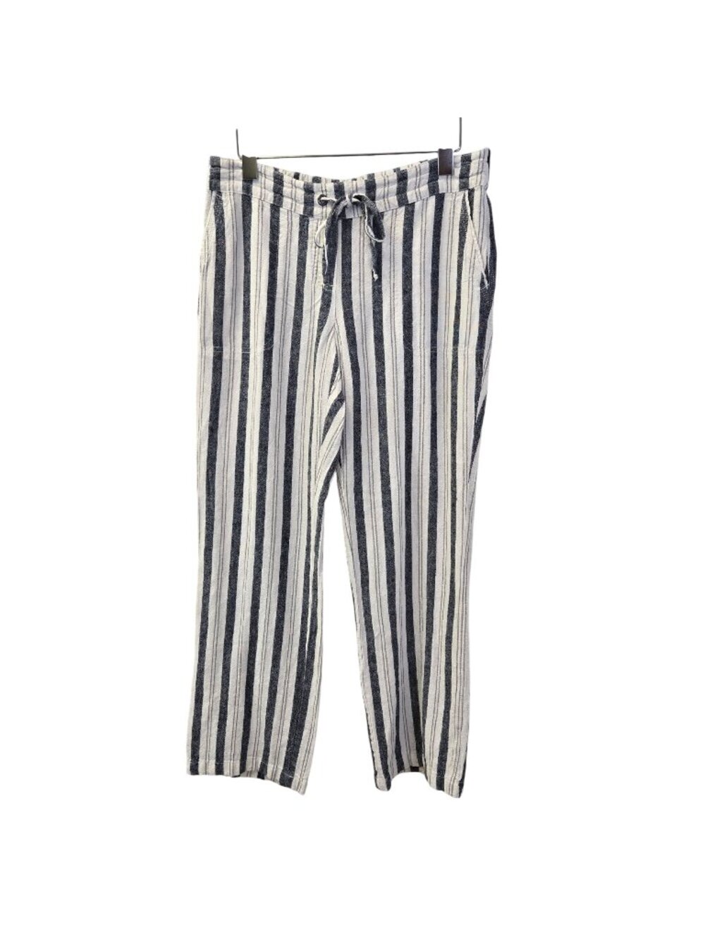 Per Se Linen Blend Striped Pull On Casual Pants Size Medium